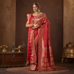 Royal Katan Silk Saree with Swarovski & Diamond Work - Image 2