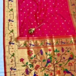 Peacock Parrot Brocade Paithani - Image 6