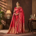 Royal Katan Silk Saree with Swarovski & Diamond Work - Image 4