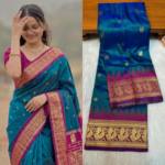 Traditional Peacock Gadwal Paithani - Image 7