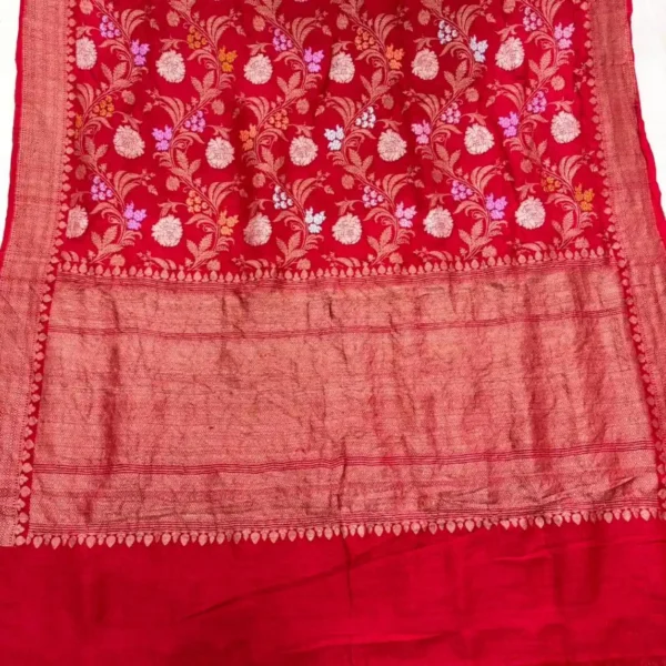 Banarsi chiffon hand brush and golden zari work