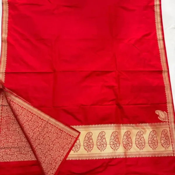 Banarasi Ktaan Silk Anchal Border Design Golden Zari Work
