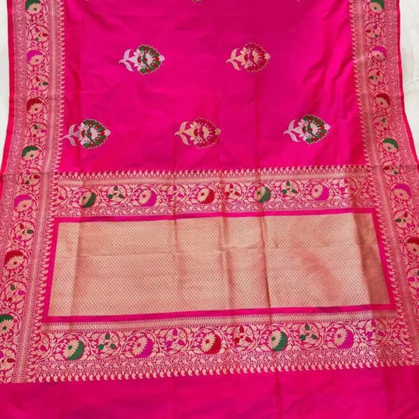 Banarasi Silk Saree Golden Colour Zari Work Rangkat Design