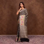 Pure Chiffon Khaddi Silk Saree Golden Zari Meenakari Scuit - Image 2