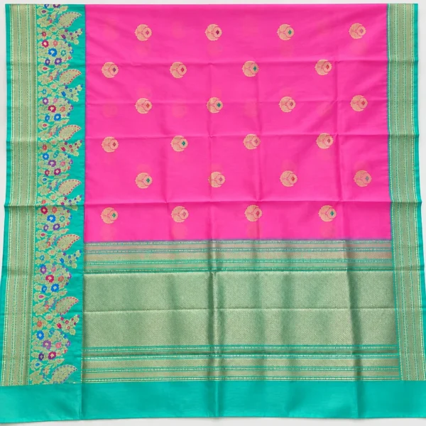 Banarasi Ktaan Silk Saree Scuit Border Meenabutti Zari