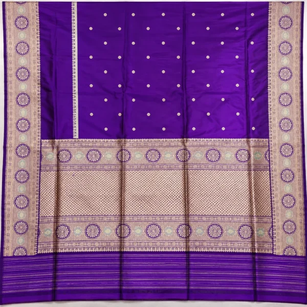 Royal Purple Banarasi Ktan Khaddi Silk Zari Saree