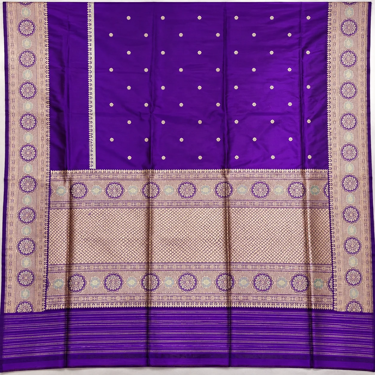 ChatGPT Image Sep 21, 2026, 03_17_02 PM (1) Royal Purple Banarasi Ktan Khaddi Silk Zari Saree - Image 1
