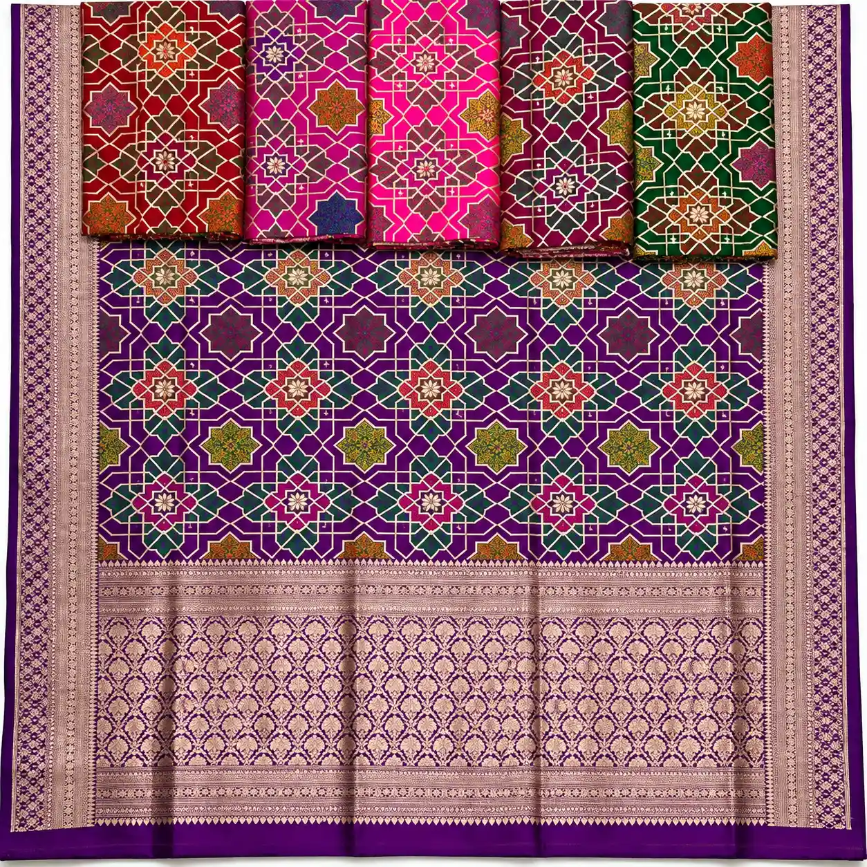 ChatGPT Image Sep 21, 2026, 03_42_09 PM (1) Banarasi Pure Katan Khaddi Silk Geometric Brocade Saree - Image 1
