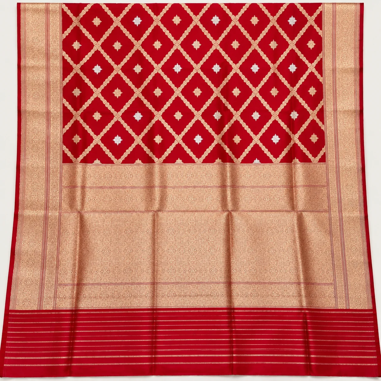 red Royal Jamuni Ghaatchola Banarasi Katan Silk Saree - Image 1