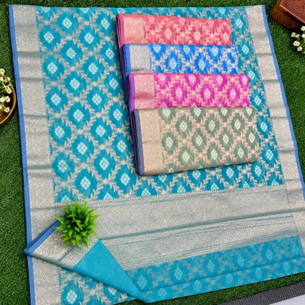 Diamond Floral Jaal Cotton Saree Collection