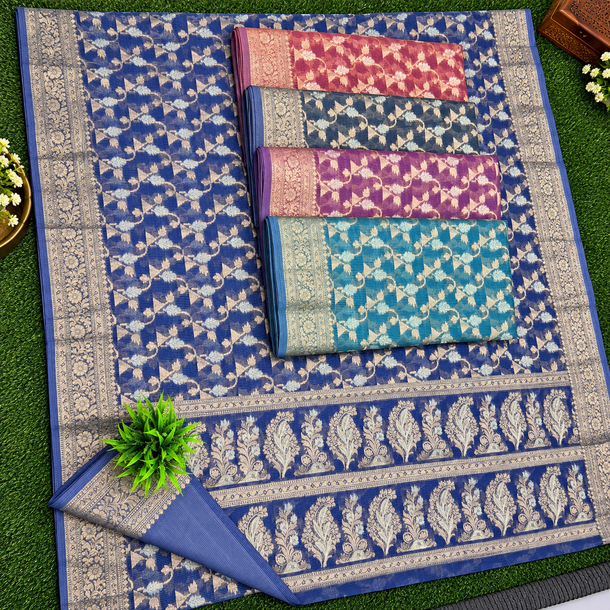 ChatGPT Image Sep 23, 2026, 03_00_02 PM Floral Vine Jaal Cotton Saree Collection - Image 1