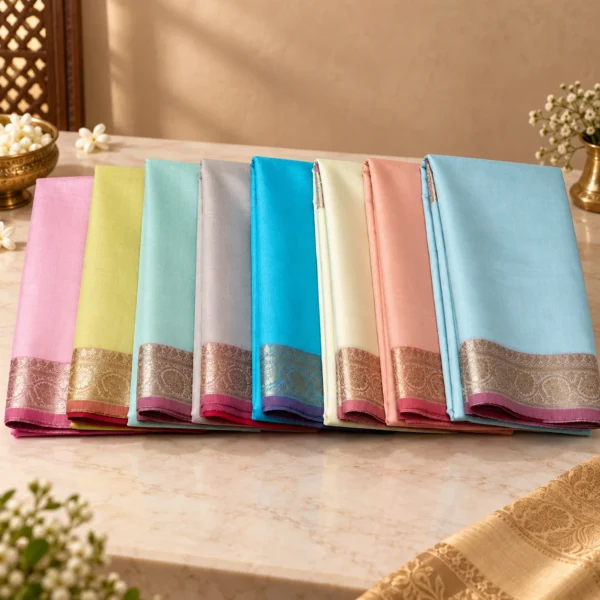 Cotton Saree With Golden border