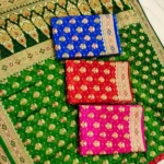 Pure Chiffon Khaddi Silk Saree Golden Zari - Image 4