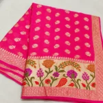 Pure Chiffon Khaddi Silk Saree Golden Zari - Image 2