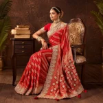 Pure Viscose Khaddi Georgette Full Saree Heavy Embroidery