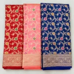Handloom Silks Saree Jall Zari Silver And Golden Combination - Image 3