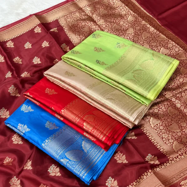 Viscose Silk Saree Golden Zari Work Broked Pallu