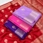 Viscose Silk Saree with Golden Zari Floral Buti & Brocade Pallu
