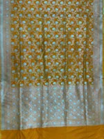 Khaddi Ktaan Upada Silk Saree Golden Colour Zari Work - Image 17