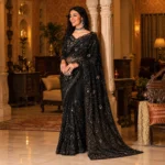 Black Premium Heavy Embroidered Designer Saree