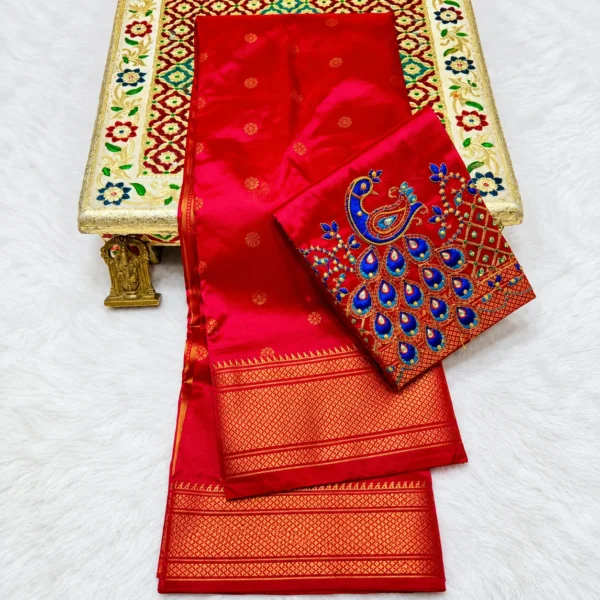 Premium Kalanjali 4×1 Peacock Pure Tana Soft Silk Paithani