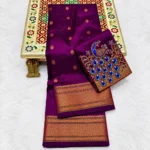 Premium Kalanjali 4×1 Peacock Pure Tana Soft Silk Paithani - Image 2