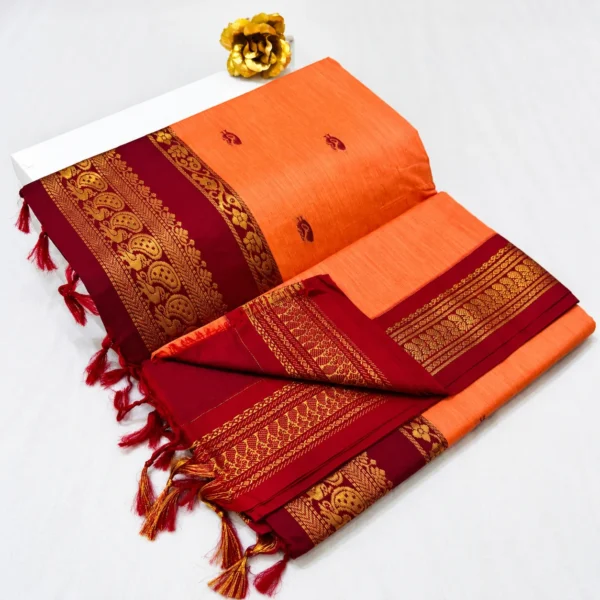 Lata Cotton Gadwal Saree – Contrast Pallu Collection